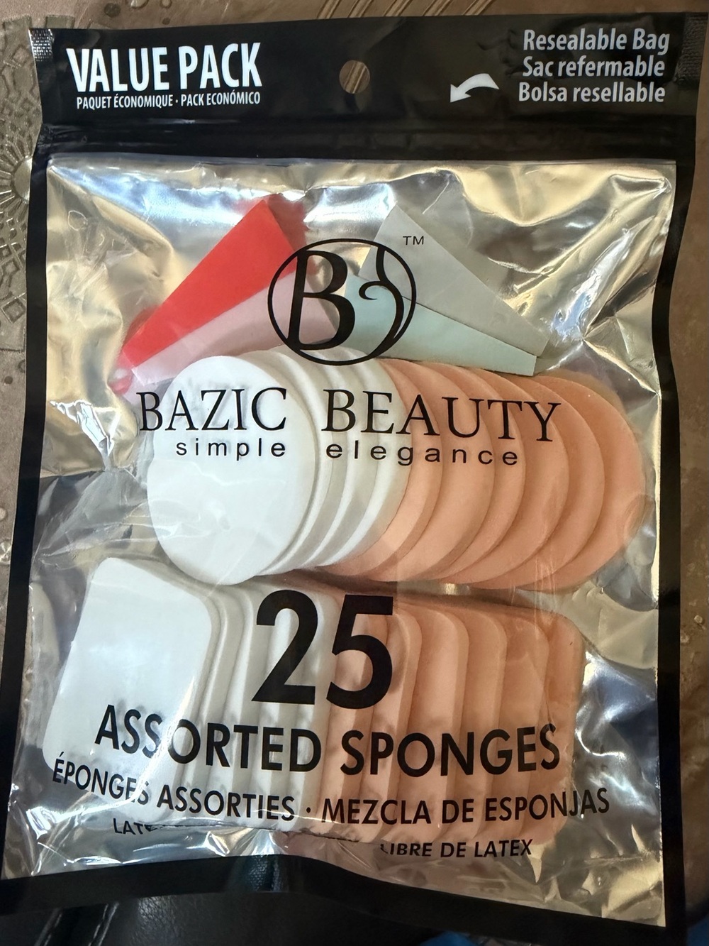 Assorted Makeup Sponges - 25 Pack (White & Peach)